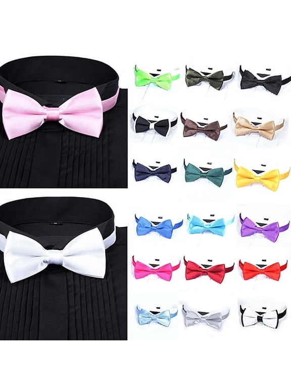 New Arrival Men's Fashion Plain Bowtie Polyester Pre Tied Wedding Bow Tie Suits Tie