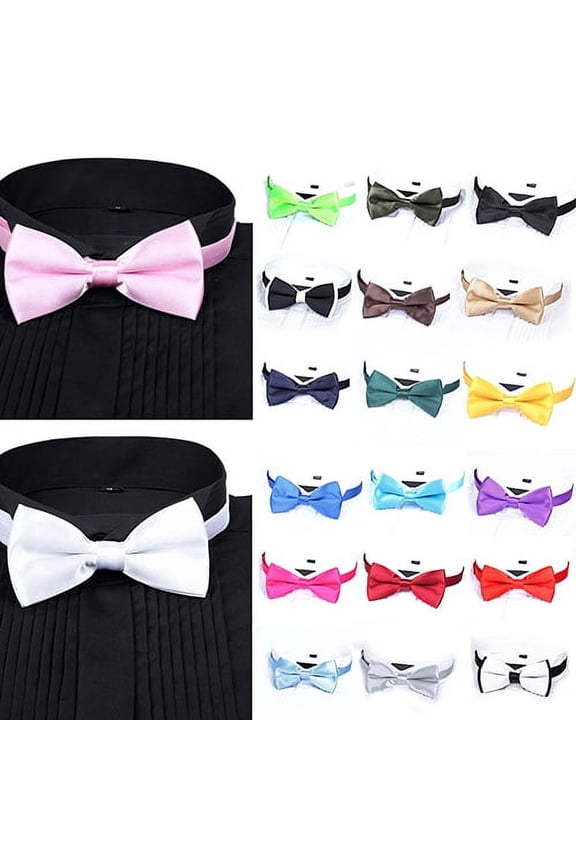 New Arrival Men's Fashion Plain Bowtie Polyester Pre Tied Wedding Bow Tie Suits Tie