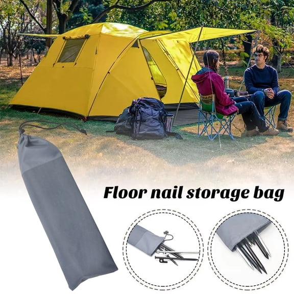Opvise Outdoor Camping Tent Pegs Storage Bag Large Capacity Multifunctional Soft Oxford Cloth Grocery Bag Portable Drawstring Pouch for Windbreak Rope Tent Stake Ground Nails