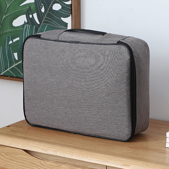Opvise Oxford Cloth File Organizer Bag Environmental with Net Pocket Portable Compact File Storage Bag for Certificate Grey