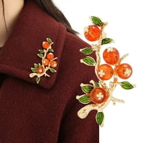 Opvise Persimmon Shape Brooch Pin Vivid Appearance Fine Craftsmanship Enamel Brooch Suit Lapel Pin Corsage Accessory