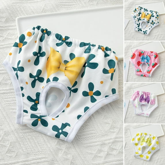 Opvise Pet Menstrual Pants Comfortable Absorbent Dog Diapers Prevent Mess Cartoon Patterned Breathable Shorts Underwear Princess Pet Panties Dog Clothes Pink