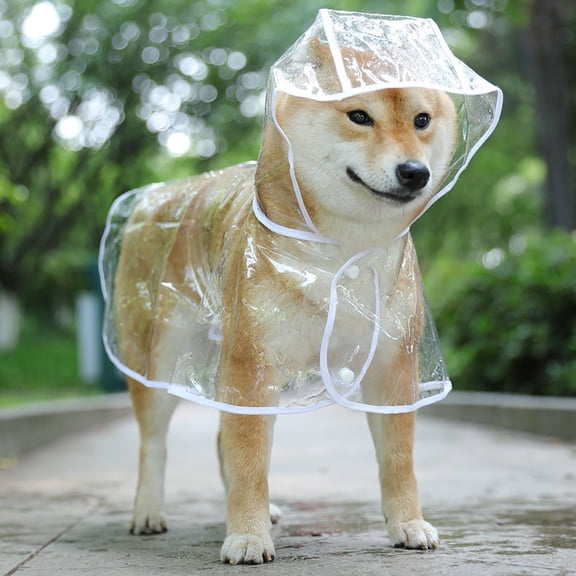 Opvise Pet Raincoat Transparent Snap Button Design Hooded Minimalistic Adjustable Windproof Soft Dog Rainwear Pet Rain Gear Rain Supply M