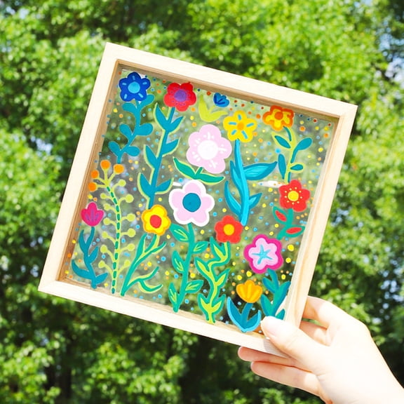Opvise Picture Frame Burr-free Handcraft Transparent Decorative DIY Rounded Edges Kindergarten Children Craft Painting Frame Studio Supply 20x30cm