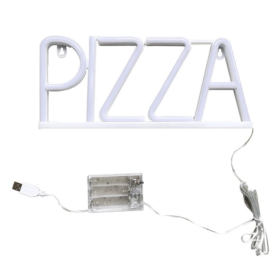 Opvise Pizza Letter Neon Sign LED Light Creative Shape Energy-saving Flicker Free Wall Art Background Neon Lamp Decor for Christmas Warm White