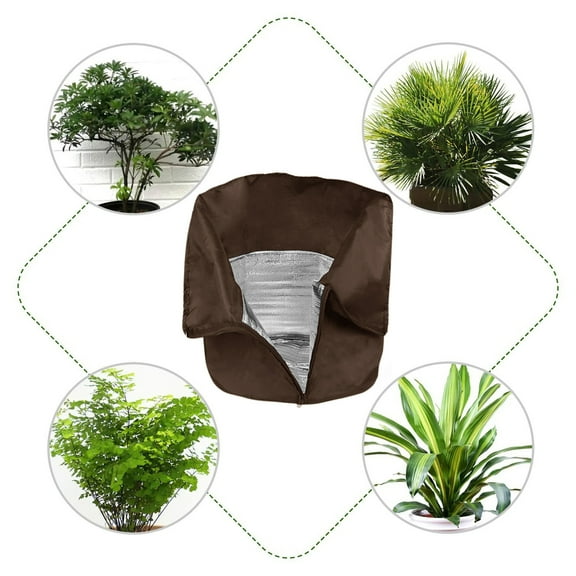 Opvise Plant Winter Pot Plant Frost Cover Flower Pot Bag Winter Outdoor Fruit Trees Potted Plants Protector Brown