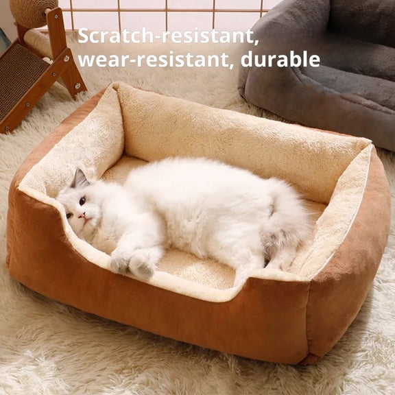 Opvise Plush Pet Nest Orthopedic Dog Sofa Bed for Small Medium Dogs Soft Cat Couch Washable Cat/Puppy Sleeping Bed Pink