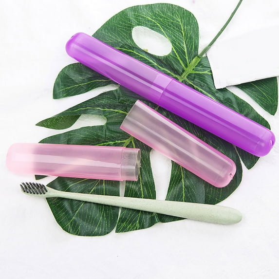 Opvise Portable Travel Dustproof Hygiene Toothbrush Holder Case Plastic Storage Box Purple