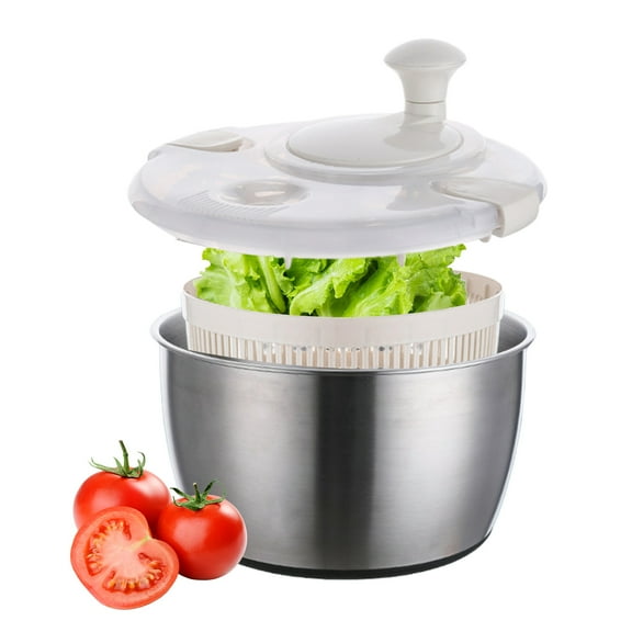 Opvise Premium 3-in-1 Stainless Steel Salad Mixer – 5L Capacity, Multifunctional Salad Dehydrator & Vegetable Spinner with Lid, Easy-Clean & Space-Saving Design, Food-Grade PP Components
