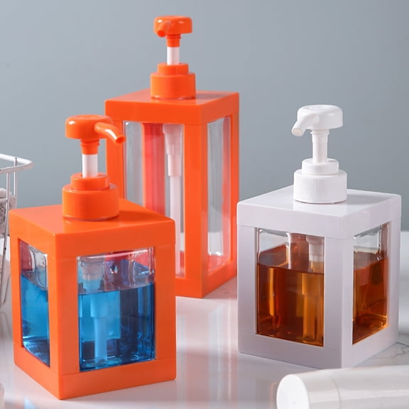 Opvise Pressed Lotion Bottles Square Shower Gel Dispensing Bottles Soapshower Gel Empty Storage Bottle for Bathroom Hotels