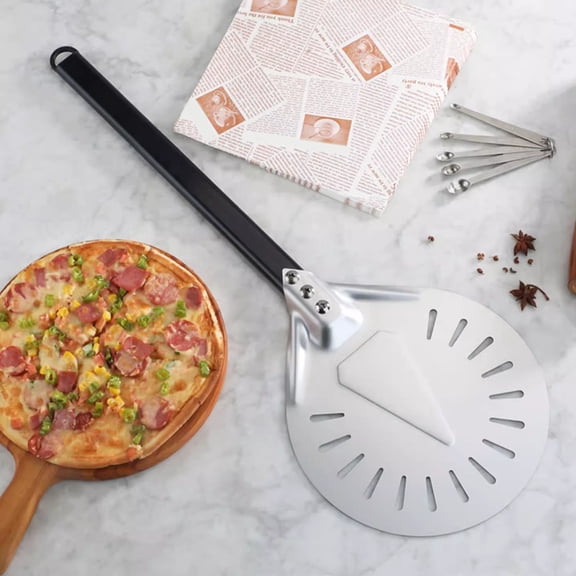 Opvise Professional Anodized Aluminum Pizza Shovel with Non-Stick Surface, Perforated Design for Crispy Crust, Lightweight Durable Pizza Turner for Indoor/Outdoor Ovens (7” or 8”)