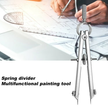 Opvise Professional Precision Metal Compass for Geometry Drafting, All-Metal Construction with Adjustable Knob, Spring Bow Stability, Multipurpose Math & Art Tool