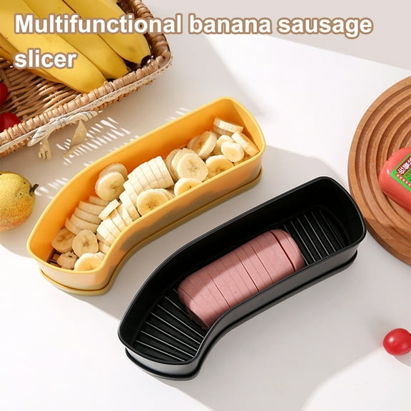 Opvise Professional Stainless Steel Multi-Functional Food Slicer - Ergonomic Design for Effortless Precision Cutting of Sausages, Hot Dogs, Fruits & Vegetables - Durable ABS Kitchen Tool