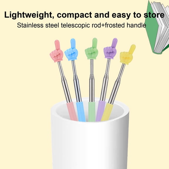 Opvise Retractable Finger Pointer with Durable Metal Construction, Telescopic Whiteboard Tool for Teachers, Scratch-Free Presentation Stick, Playful Learning Aid, Adjustable Classroom Accessory