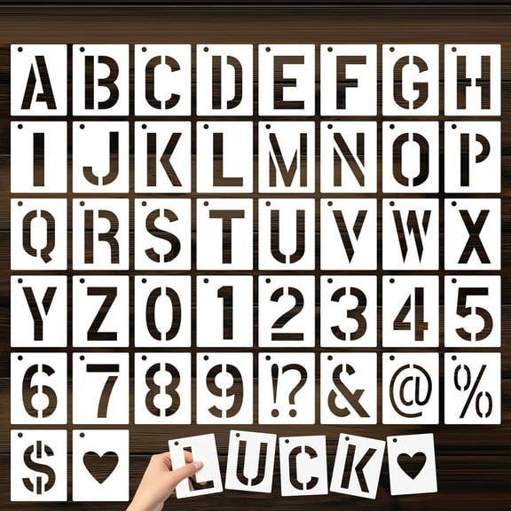 Opvise Reusable PET Letter Stencil Set - 26 Alphabet, 10 Numbers, 6 Symbols for DIY Crafts, Wedding Decor, School Projects, Custom Banners - Multi-Size Templates (2Inch to 6Inch)