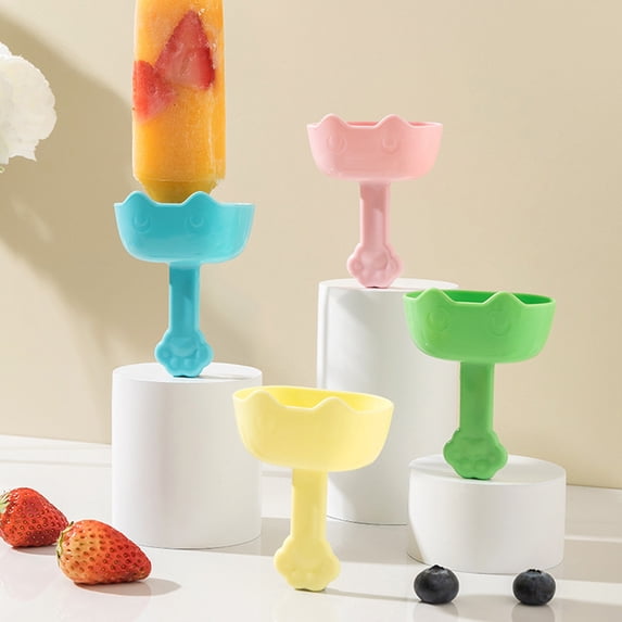 Opvise Reusable Silicone Popsicle Stands with Drip-Free Design, Secure Stick Slot, Dishwasher-Safe, Portable Ice Cream Holders for Kids and Adults (4-Pack Multicolor)