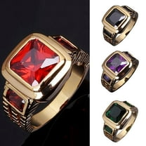 Opvise Ring Square Shape 4 colors Stainless Steel Business Man Ring for Daily Life