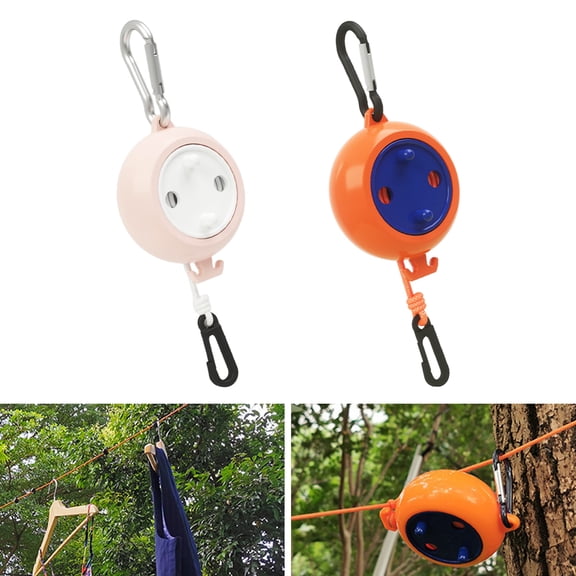 Opvise Rotating Storage Travel Clothesline - Adjustable Length Heavy-Duty Retractable Drying Rope for Camping, Hiking, Indoor & Outdoor Use, Compact Portable Design with Hooks