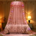 thumbnail image 1 of Opvise Ruffle Dome Ceiling Mosquito Net Princess Mesh Canopy Dust-proof Bedroom Decor Pink, 1 of 8