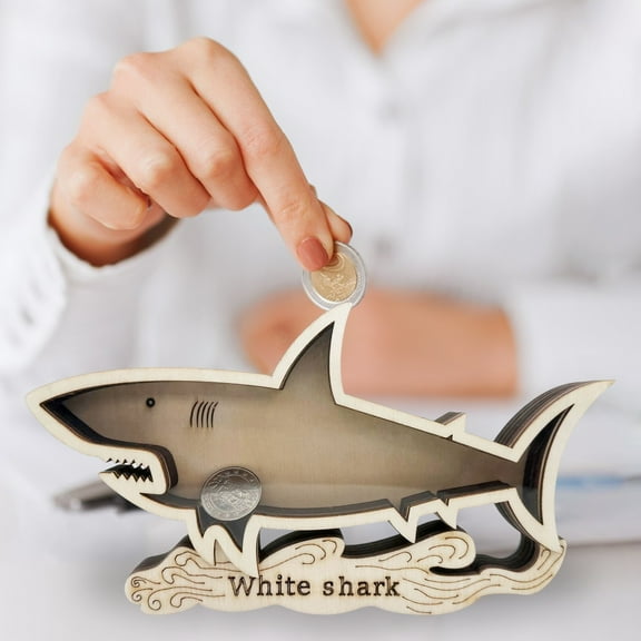 Opvise Shark Teeth Display Box - Wooden & Acrylic Collectibles Organizer, Shark Shaped Tabletop Decor for Shark Enthusiasts, Durable Craftsmanship, 22.2x12.1x2.7cm