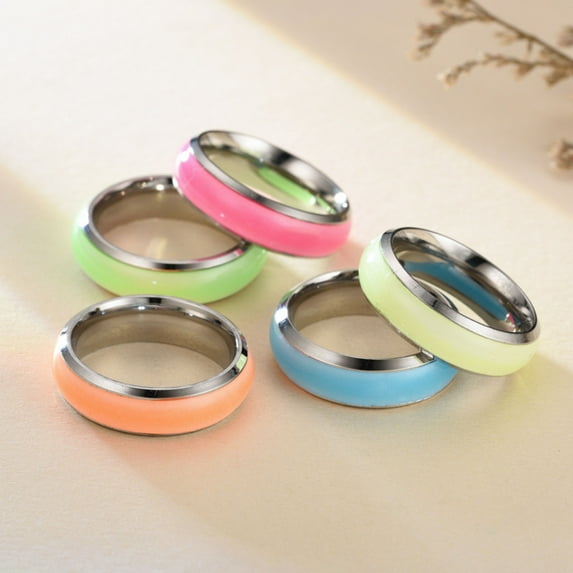 Opvise Simple Fashion Unisex Luminous Solid Color Glowing Ring Jewelry Accessory