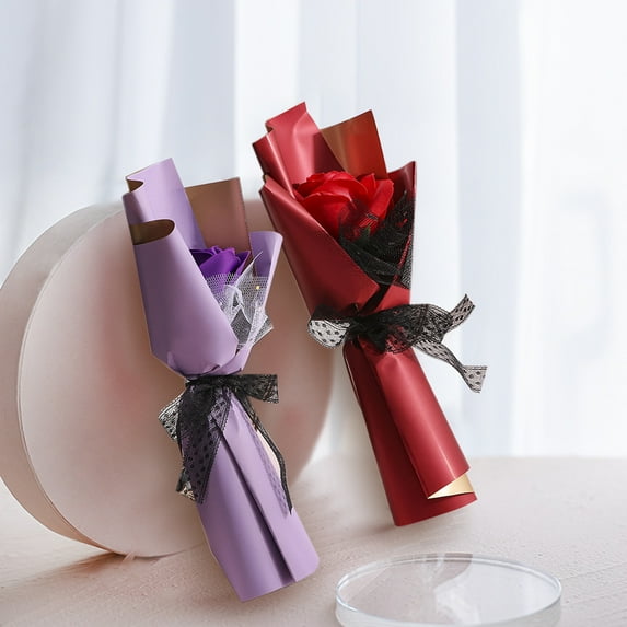 Opvise Soap Flower Aesthetic No Wither Anti-fade Realistic Decorative Fresh-looking Valentine's Day Single Bouquet Fake Rose for Gift Coffee
