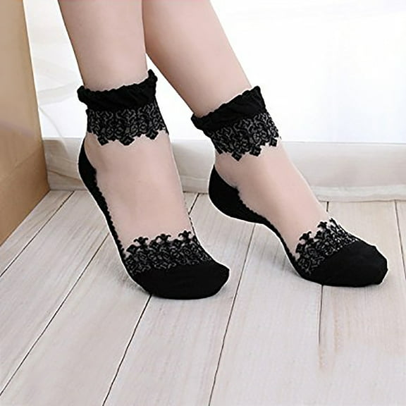 Opvise Socks Ultra-thin Breathable Lace Short Ankle Socks for Gift