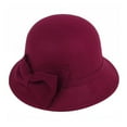 thumbnail image 1 of Opvise Solid Color Wide Brim Round Dome Warm Woolen Hat Women Fashion Autumn Winter Elegant Bowknot Decor Felt Fedora Hat Rose Red, 1 of 8