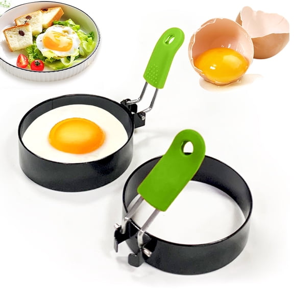 Opvise Stainless Steel Egg Mold Set with Non-Stick Coating, Heat-Resistant Pancake Maker, Star/Flower/Heart/Round Shapes, Multi-Size Breakfast Cooking Tool for Omelette, Fried Eggs, English Muffins