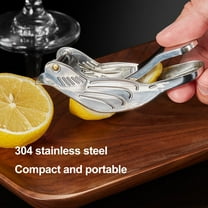 Opvise Stainless Steel Manual Citrus Juicer Press with Bird-Shaped Design - Heavy Duty Kitchen Tool for Effortless Lemon, Orange, Lime Squeezing Silver