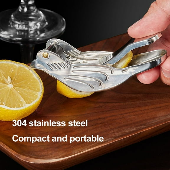 Opvise Stainless Steel Manual Citrus Juicer Press with Bird-Shaped Design - Heavy Duty Kitchen Tool for Effortless Lemon, Orange, Lime Squeezing Silver