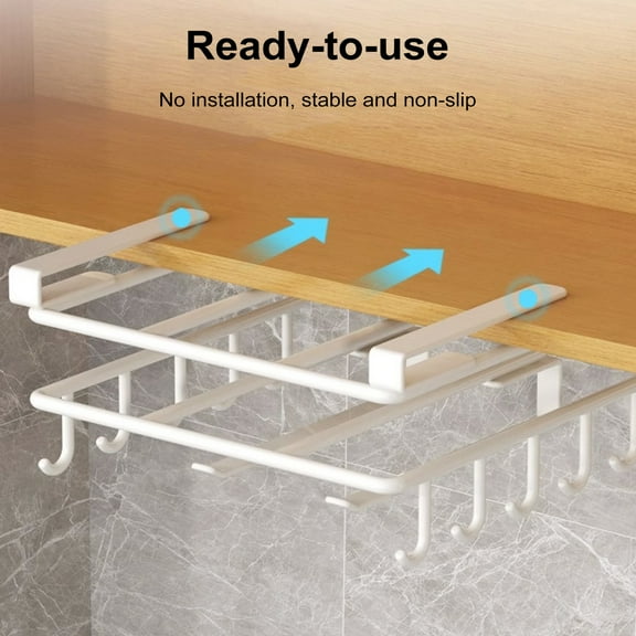 Opvise Stainless Steel Storage Rack with Horizontal Design Space Saving Under Cabinet Organizer for Kitchen Lids Cutting Boards Utensils Towels Multi Purpose Durable Storage Solution