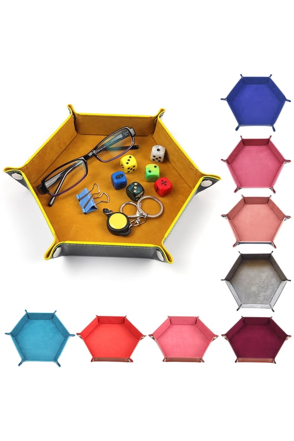 Storage Tray Foldable Large Capacity Faux Leather Assorted Dice Shape Organizer Holder Household Supplies