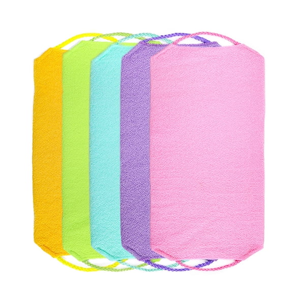 Opvise Stretchable Body Exfoliating Neck Back Scrubber Shower Bath Cloth Tool Washcloth Purple