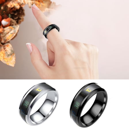 Titanium Steel Wedding Band Intelligent Body Temperature Sensing Ring Personal Health Men Women Ring