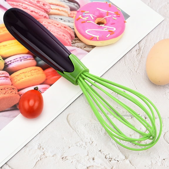 Opvise Twist Whisk 2-In-1 Collapsible Silicone Coated Steel Wire Ergonomic Design Comfortable Mixing Easy Storage Egg Beater Eggplant