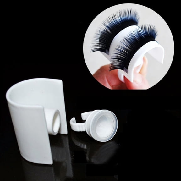 Opvise U Shape Ring Strip False Eyelashes Extension Pallet Glue Holder Set Finger Tool