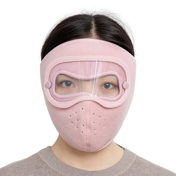 Opvise Unisex Fashion Bicycle Hat Solid Color Forehead Ear Stretch Removable Snaps Winter Face Protector Hat Balaclava with Goggles Cycling Supplies 20 Coffee