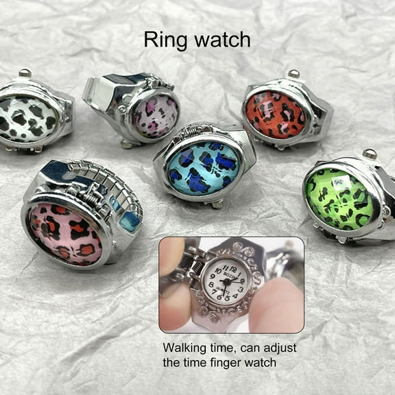 Opvise Unisex Ring Beautiful Fine Workmanship Flap Cover Personality Trendy Daily Wear Alloy Leopard Gem Ring Watch Gift
