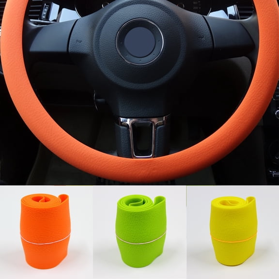 Opvise Universal Solid Color Anti-slip Silicone Car Steering Wheel Protective Cover
