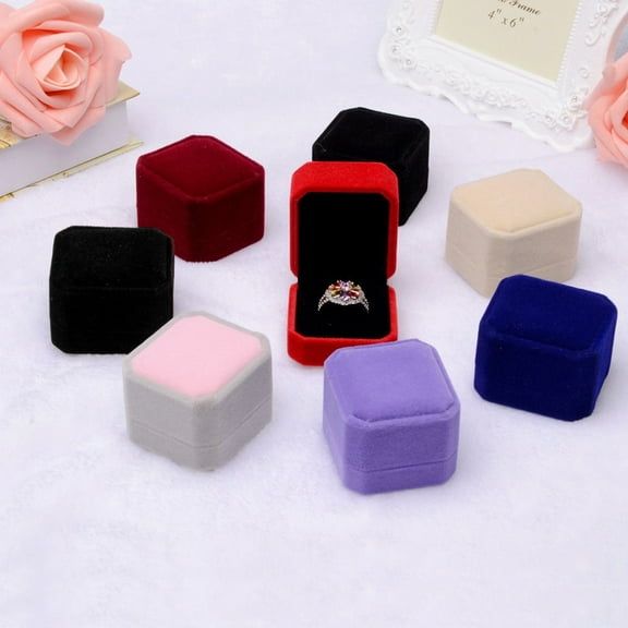 Opvise Velvet Engagement Wedding Earring Ring Pendant Jewelry Display Box Gift Case