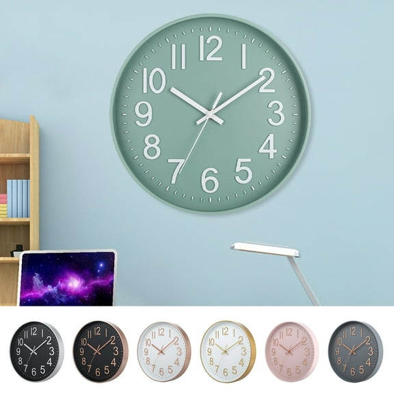 Opvise Wall Clock Large Numerals Design Easy-to-Read Battery Operated Modern Silent Non-Ticking Round Clock Wall Decoration