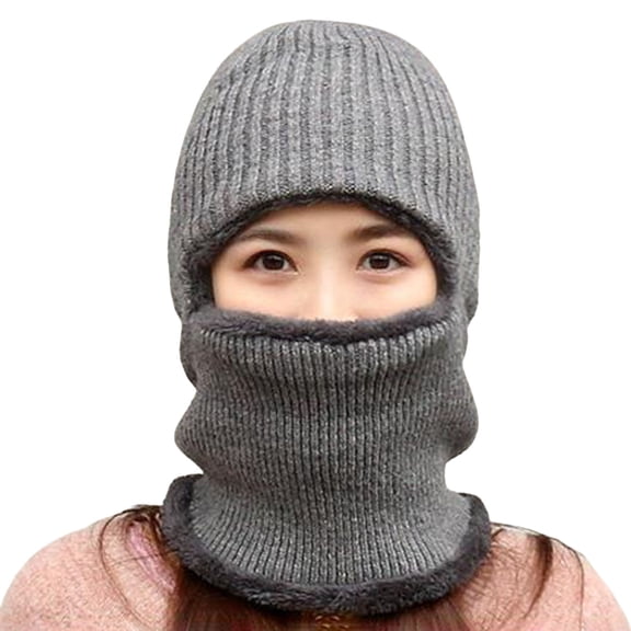 Opvise Warm Beanie Knitting Stretchy No Brim Fleece Lining Windproof Cold Resistant Comfortable Winter Thick Fleece Warm Beanie Hat Grey