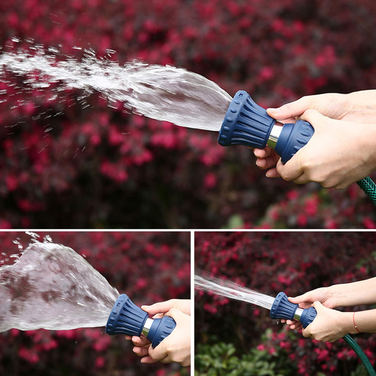 Opvise Water Spray Nozzle Large Area Easy to Install Adjustable Garden Plant Watering Handheld Hose Nozzle for Balcony Blue