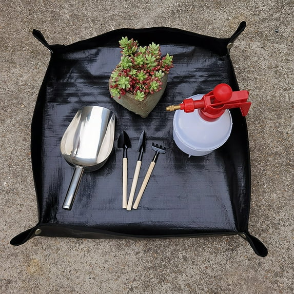 Opvise Waterproof Gardening Plant Repotting Mat for Transplanting & Potting Soil Mess Control Portable Plant Potting Tray Succulent Plant Mat Indoor Gardening Tools Gardener Gifts Black