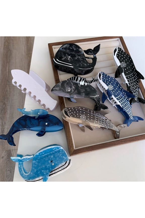 Whale Shark Shape Hair Claw Women Acetic Acid Hair Clip Anti-slip Large Clip Back Head Clip Hair Catch Clip Head Accessories F