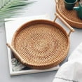 thumbnail image 1 of Opvise Wicker Fruit Tray Round Anti-deformed Rattan Enjoy Refreshments Wicker Serving Tray for Home M, 1 of 8