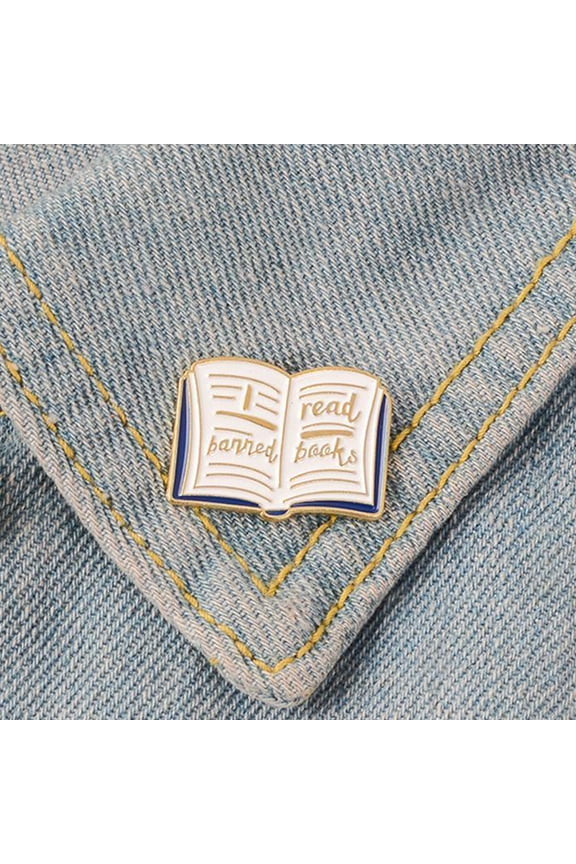 Women English Words Banned Read Books Enamel Brooch Pin Collar Badge Jewelry