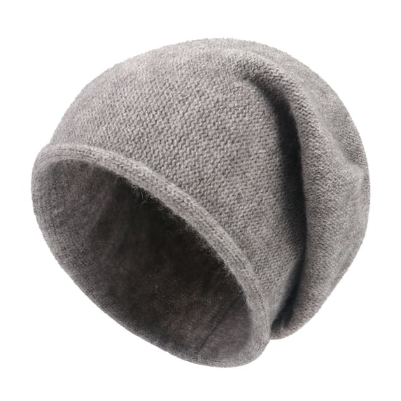 Opvise Women Fashion Winter Hat Knitted Elastic Thick Warm Soft Cold Resistant No Brim Beanie Baggy Solid Color Lady Cap Dark Gray