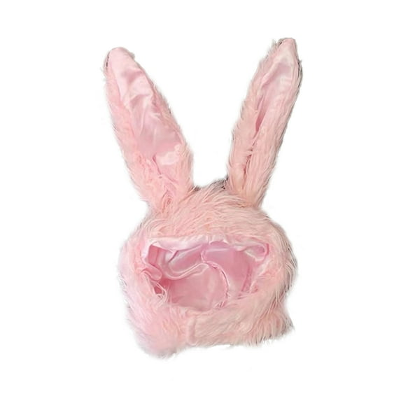 Opvise Women Fashion Winter Hat Long Ear Bunny Ears Solid Color Fluffy Earflap Keep Warm Thick Lightweight Soft Winter Beanie Headdress White